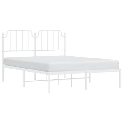 vidaXL Metal Bed Frame without Mattress with Headboard White 53.1"x74.8"