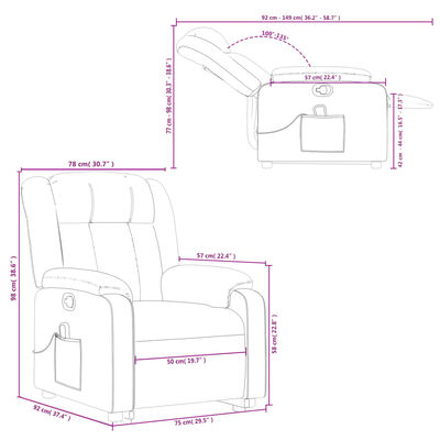 vidaXL Stand up Massage Recliner Chair Cream Faux Leather