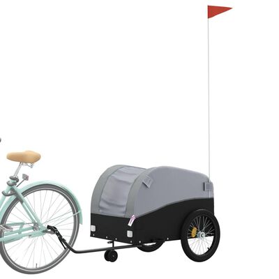 vidaXL Bike Trailer Black and Gray 99.2 lb Iron