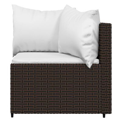 vidaXL Patio Corner Sofas with Cushions 2 pcs Brown Poly Rattan