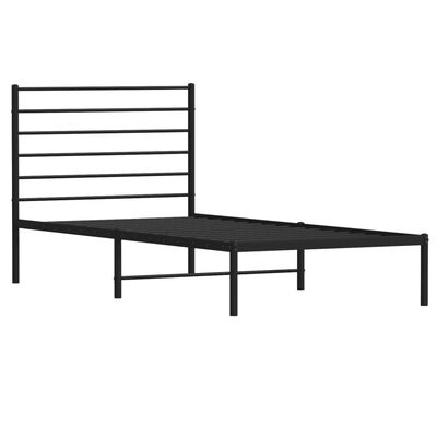 vidaXL Metal Bed Frame without Mattress with Headboard Black 39.4"x78.7"