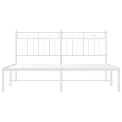 vidaXL Metal Bed Frame without Mattress with Headboard White 59.1"x78.7"