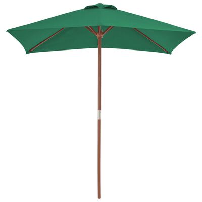 vidaXL Garden Parasol with Wooden Pole 59.1"x78.7" Green