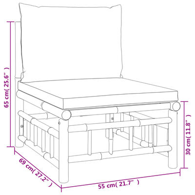 vidaXL 12 Piece Patio Lounge Set with Dark Gray Cushions Bamboo