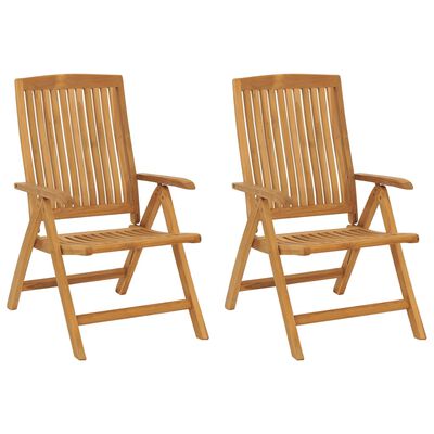 vidaXL Reclining Patio Chairs with Cushions 2 pcs Solid Wood Teak