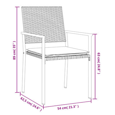 vidaXL 7 Piece Patio Dining Set with Cushions Poly Rattan and Steel