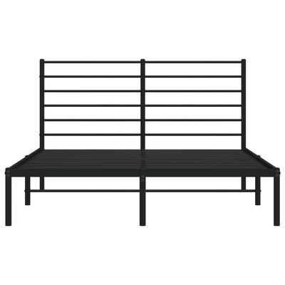 vidaXL Metal Bed Frame without Mattress with Headboard Black 53.1"x74.8"