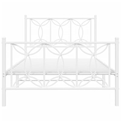 vidaXL Metal Bed Frame without Mattress with Footboard White 39.4"x78.7"