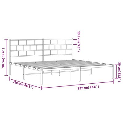 vidaXL Metal Bed Frame without Mattress with Headboard Black 72"x83.9"