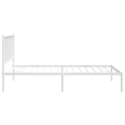 vidaXL Metal Bed Frame without Mattress with Headboard White 39.4"x74.8"