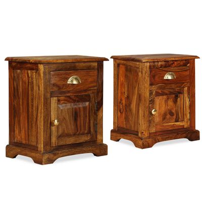 vidaXL Bedside Cabinet 2 pcs 15.7"x11.8"x19.7" Solid Sheesham Wood