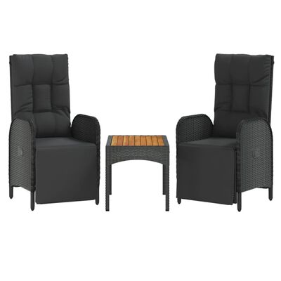 vidaXL 5 Piece Patio Dining Set with Cushions Black Poly Rattan