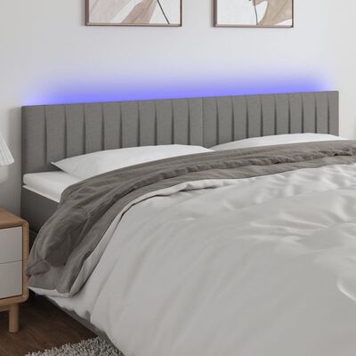 vidaXL LED Headboard Dark Gray 78.7"x2"x30.7"/34.6" Fabric