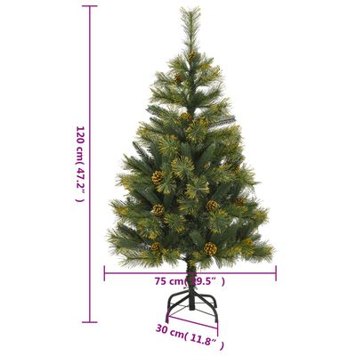 vidaXL Artificial Hinged Christmas Tree 150 LEDs & Ball Set 47.2"