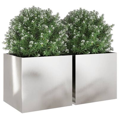 vidaXL Planters 2 pcs Silver 19.3"x18.5"x18.1" Stainless Steel