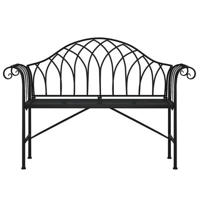 vidaXL 2-Seater Patio Bench 50.4" Black Steel