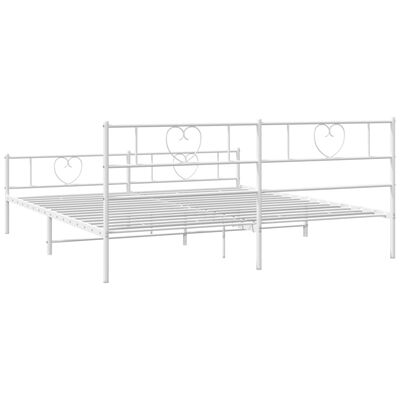 vidaXL Metal Bed Frame without Mattress with Footboard White 76"x79.9"