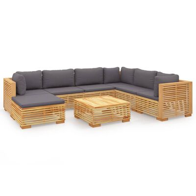 vidaXL 8 Piece Patio Lounge Set with Cushions Solid Wood Teak