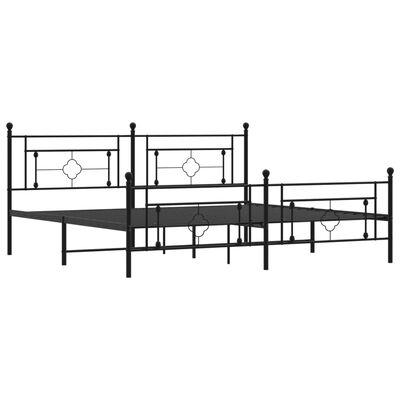 vidaXL Metal Bed Frame without Mattress with Footboard Black 76"x79.9"