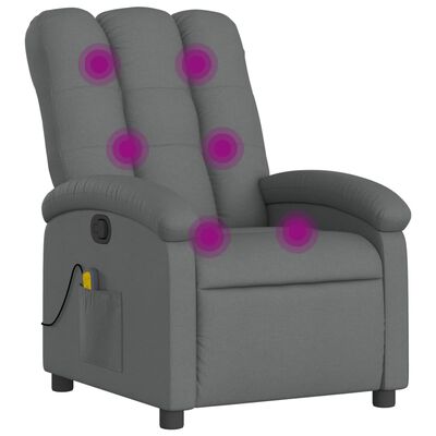 vidaXL Massage Recliner Chair Dark Gray Fabric