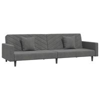 vidaXL 2-Seater Sofa Bed with Two Pillows Dark Gray Velvet