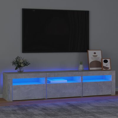 vidaXL TV Stand with LED Lights Concrete Gray 70.9"x13.8"x15.7"