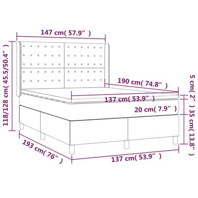 vidaXL Box Spring Bed with Mattress Dark Gray Full Fabric