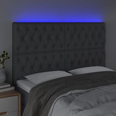 vidaXL LED Headboard Dark Gray 56.7"x2.8"x46.5"/50.4" Fabric