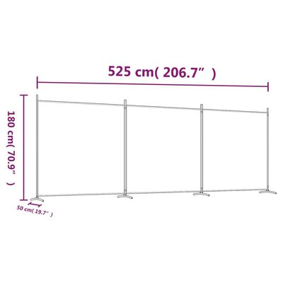 vidaXL 3-Panel Room Divider Brown 206.7"x70.9" Fabric