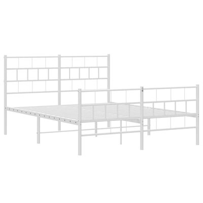 vidaXL Metal Bed Frame without Mattress with Footboard White 53.1"x74.8"