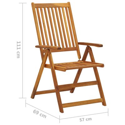 vidaXL Folding Patio Chairs with Cushions 8 pcs Solid Acacia Wood