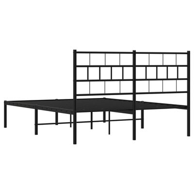 vidaXL Metal Bed Frame without Mattress with Headboard Black 53.1"x74.8"