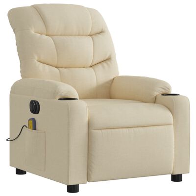 vidaXL Electric Massage Recliner Chair Cream Fabric