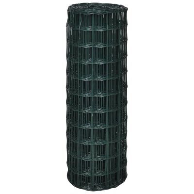 vidaXL Euro Fence Steel 82ftx3.3ft Green