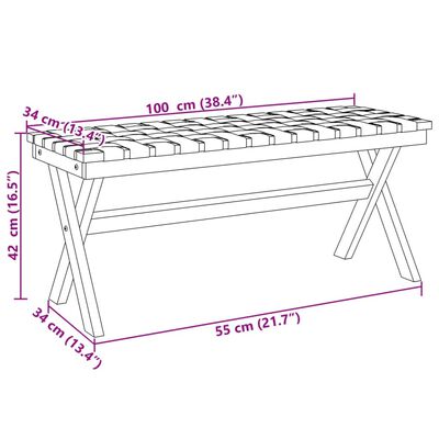 vidaXL Patio Bench Black Solid Wood Acacia and Fabric