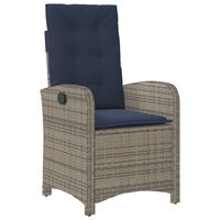 vidaXL Reclining Patio Chair with Cushions Gray Poly Rattan