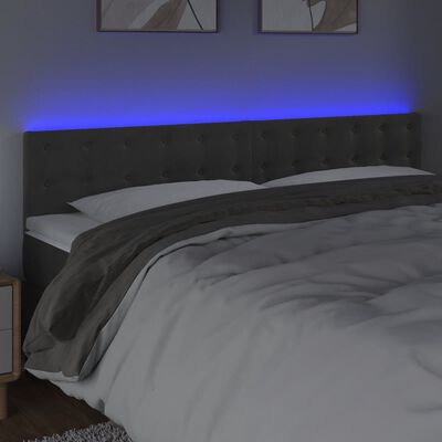 vidaXL LED Headboard Dark Gray 63"x2"x30.7"/34.6" Velvet