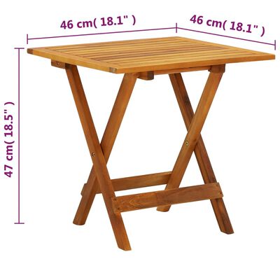 vidaXL Bistro Table 18.1"x18.1"x18.5" Solid Acacia Wood