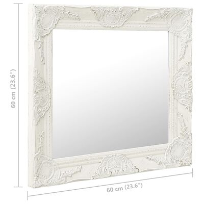 vidaXL Wall Mirror Baroque Style 23.6"x23.6" White