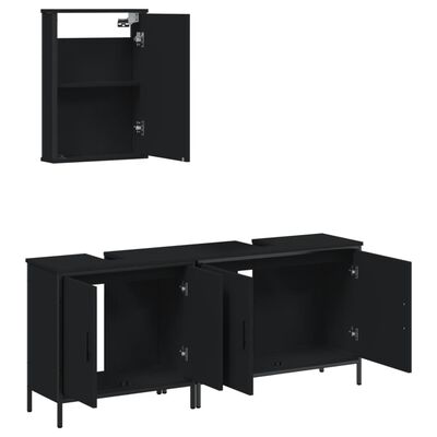 vidaXL 3 Piece Bathroom Furniture Set Black Engineered Wood