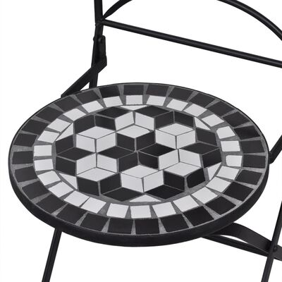 vidaXL 3 Piece Bistro Set Ceramic Tile Black and White