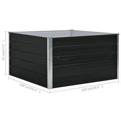 vidaXL Raised Garden Bed 39.4"x39.4"x17.7" Galvanized Steel Anthracite