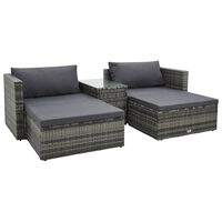 vidaXL 5 Piece Patio Lounge Set with Cushions Poly Rattan Gray