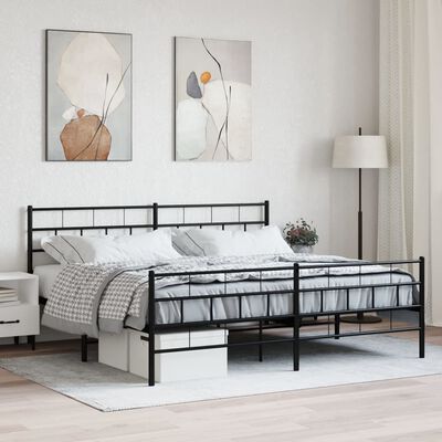 vidaXL Metal Bed Frame without Mattress with Footboard Black 72"x83.9"