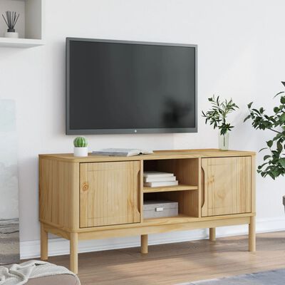 vidaXL TV Stand FLORO Wax Brown 44.9"x16.9"x21.7" Solid Pine Wood