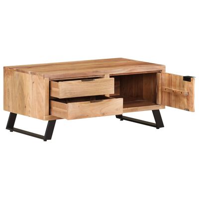 vidaXL Coffee Table 35.4"x19.7"x15.7" Solid Acacia Wood with Live Edges