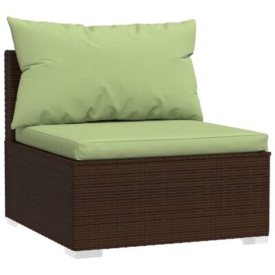 vidaXL 8 Piece Patio Lounge Set with Cushions Poly Rattan Brown