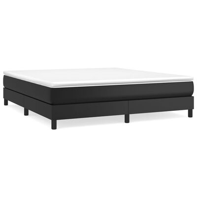 vidaXL Box Spring Bed with Mattress Black 76"x79.9" King Faux Leather