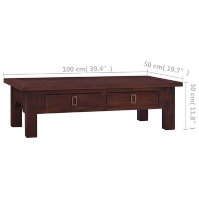 vidaXL Coffee Table Classical Brown 39.4"x19.7"x11.8" Solid Mahogany Wood