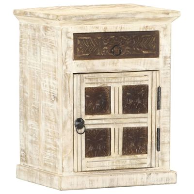 vidaXL Bedside Cabinet White 15.7"x11.8"x19.7" Solid Mango Wood